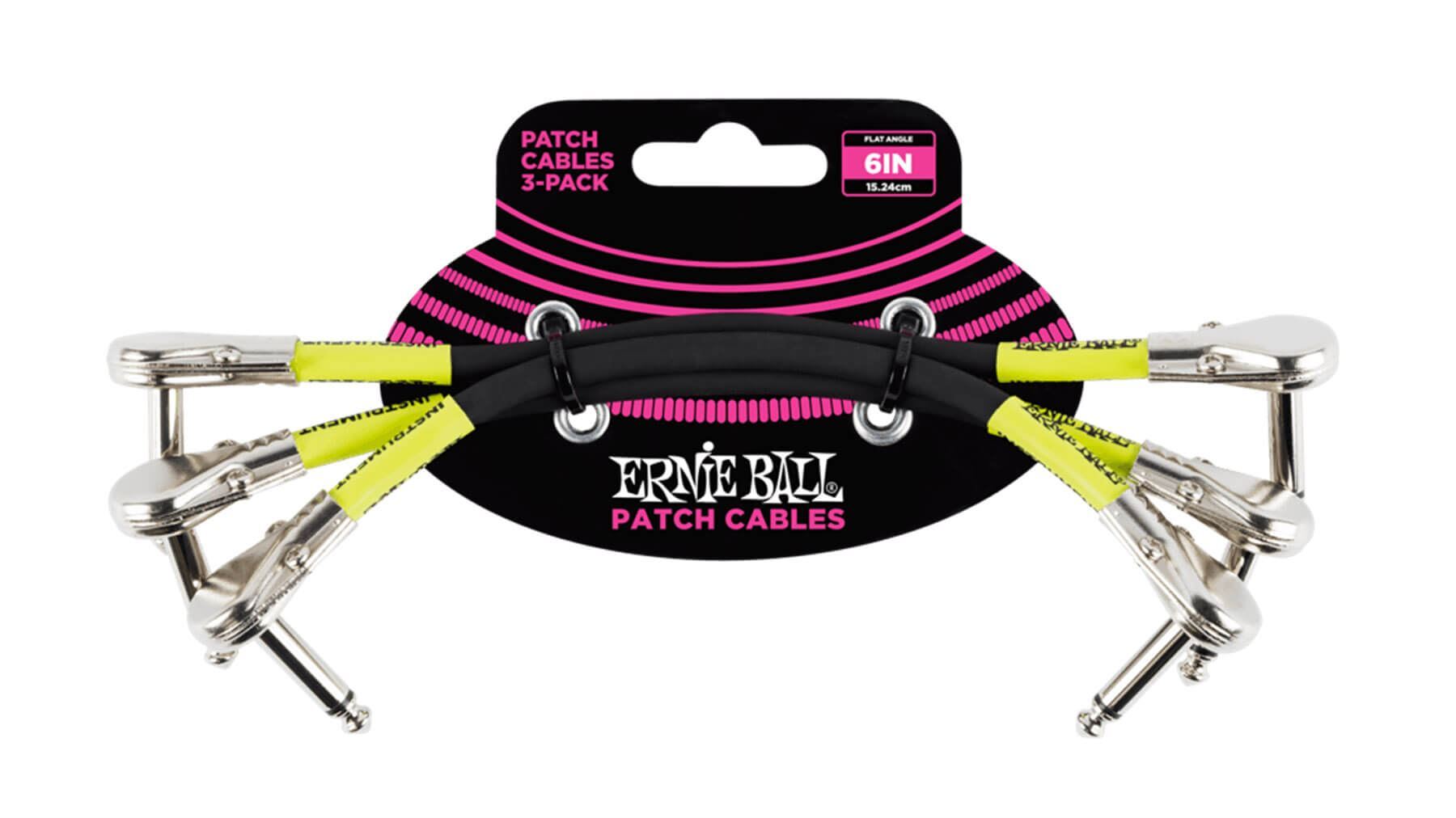 Ernie Ball 6 Pancake Flat Angle Patch Cable 3 - Pack Black - Remenyi House of Music