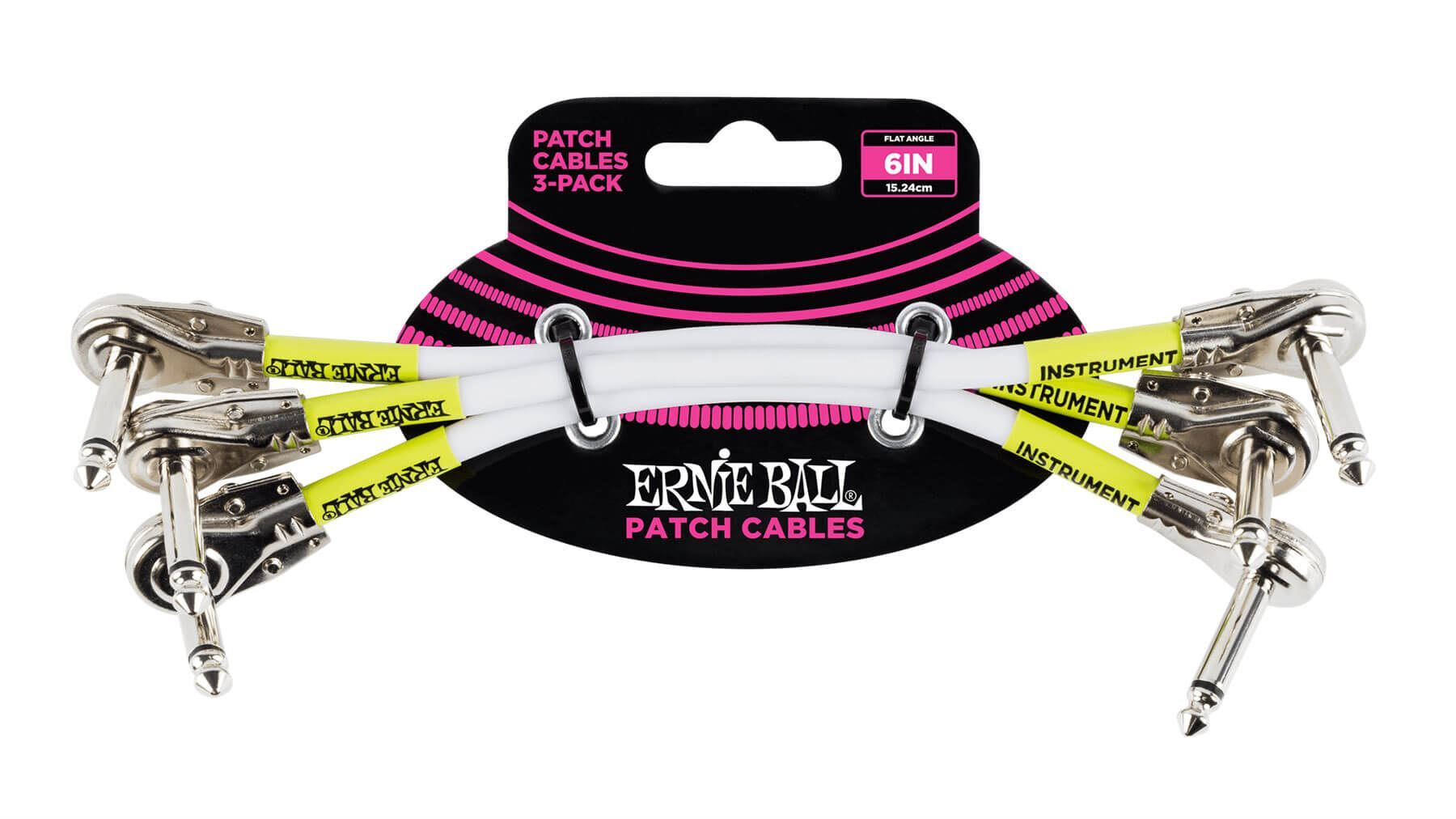 Ernie Ball 6052 6 - Inch White 1/4 Pancake Patch Cable - 3 - Pack - Remenyi House of Music