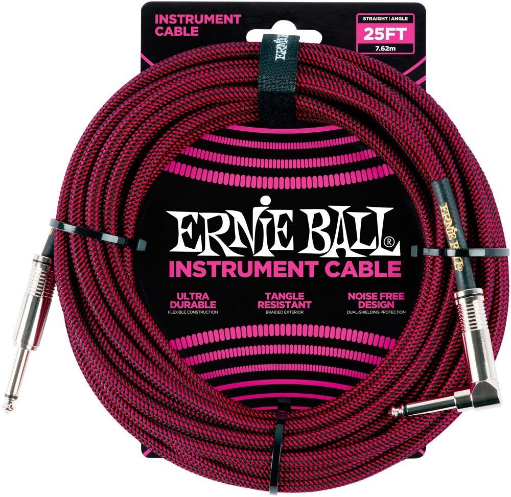 Ernie Ball Instrument Cable Red/Black 25 Ft - Remenyi House of Music