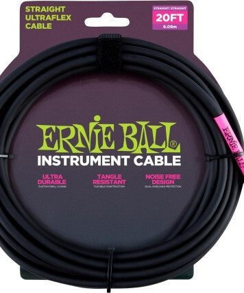 Ernie Ball Straight Instrument Cable 20 Ft Black - Remenyi House of Music