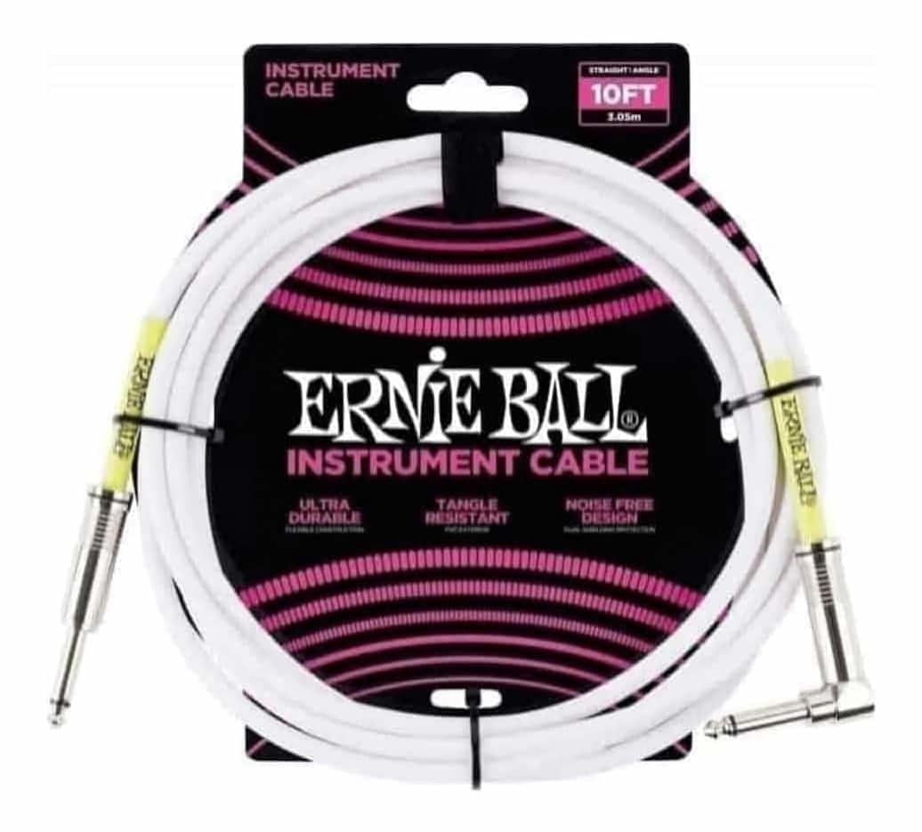 Ernie Ball Straight/Angle Instrument Cable 10 Ft White - Remenyi House of Music