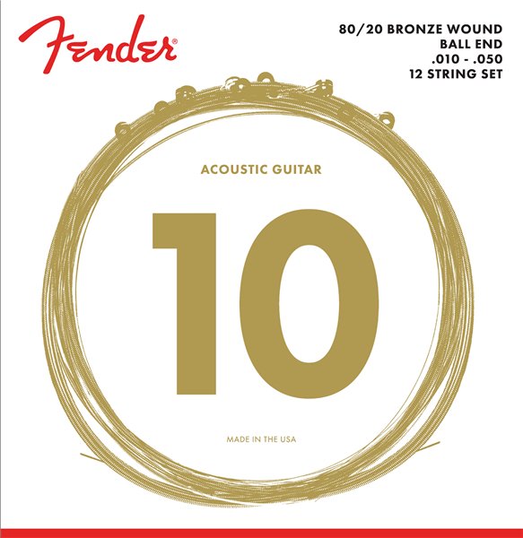 Fender 80/20 Bronze Acoustic Strings, Ball End, 70 - 12L .010 - .050 Gauges, (12) - Remenyi House of Music