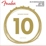 Fender 80/20 Bronze Acoustic Strings, Ball End, 70 - 12L .010 - .050 Gauges, (12) - Remenyi House of Music