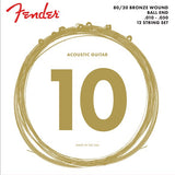 Fender 80/20 Bronze Acoustic Strings, Ball End, 70 - 12L .010 - .050 Gauges, (12) - Remenyi House of Music