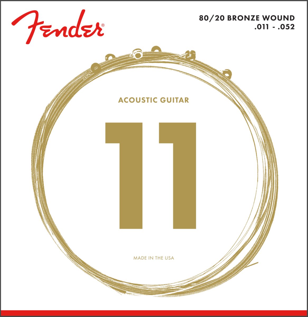 Fender 80/20 Bronze Acoustic Strings, Ball End, 70CL .011 - .052 Gauges, (6) - Remenyi House of Music