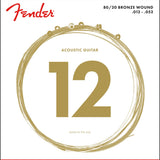 Fender 80/20 Bronze Acoustic Strings, Ball End, 70L .012 - .052 Gauges, (6) - Remenyi House of Music