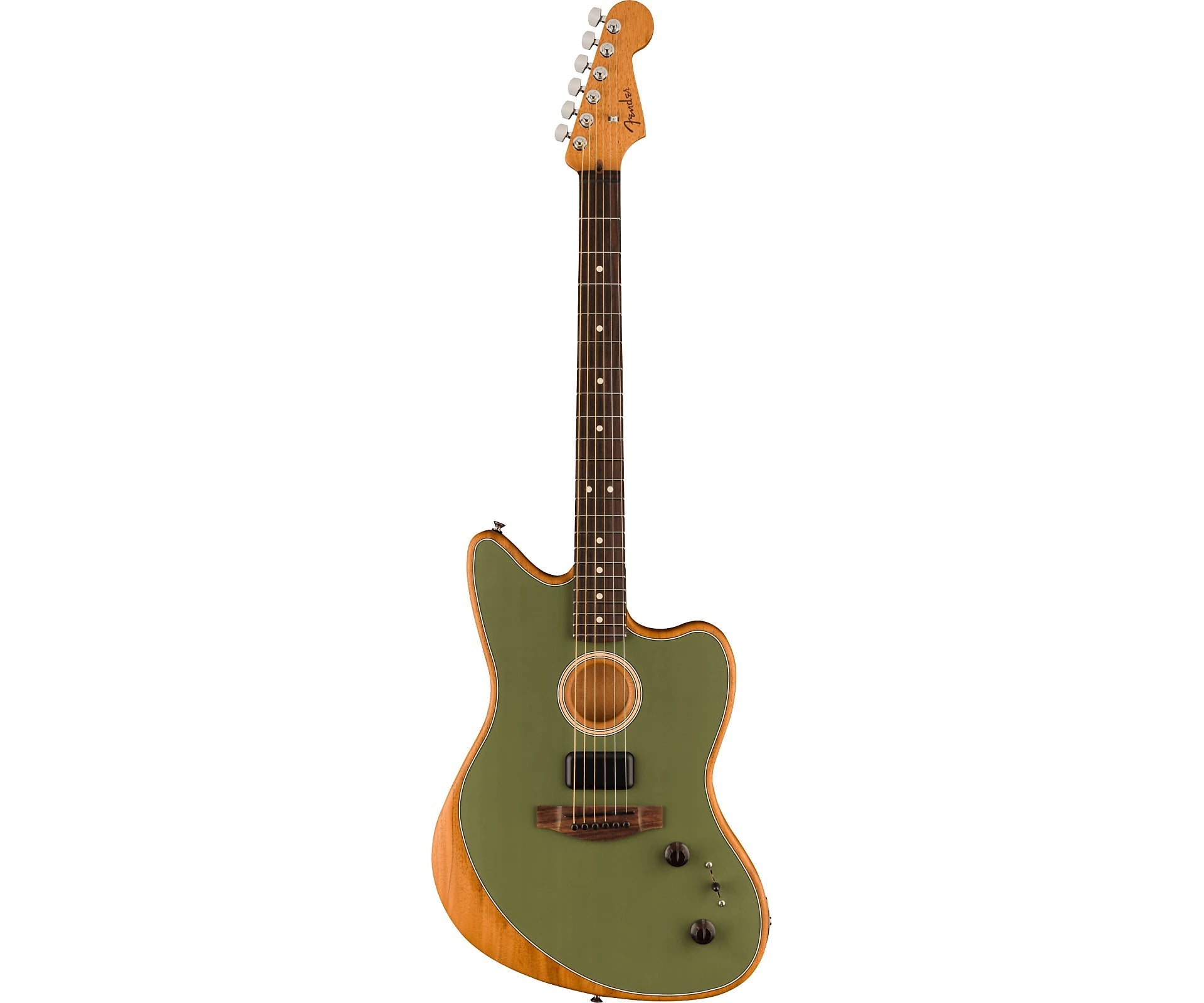 Fender Acoustasonic Player Jazzmaster Guitar, Rosewood Fingerboard, Antique Olive - Remenyi House of Music