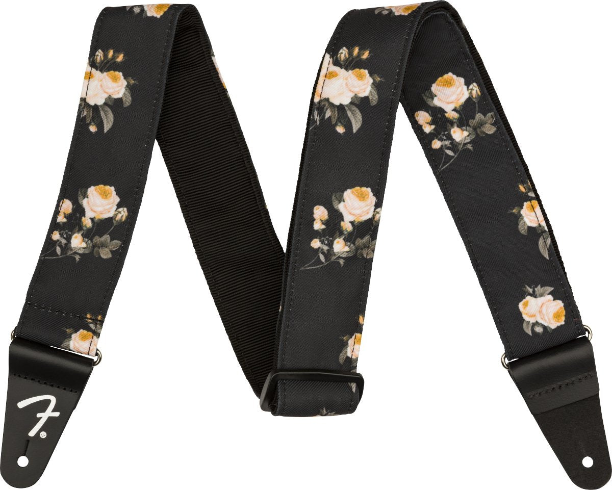 Fender Floral Strap, Black, 2" - Remenyi House of Music