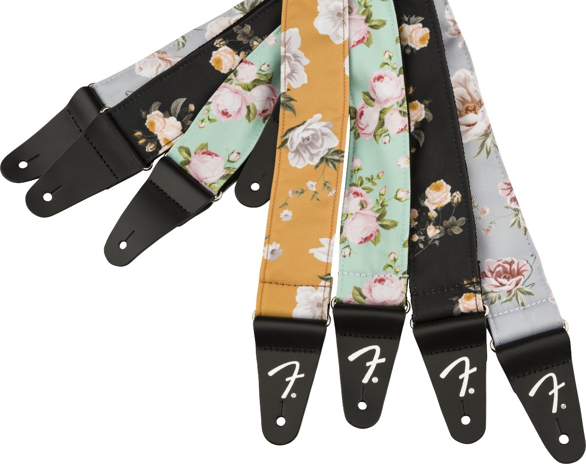 Fender Floral Strap, Black, 2" - Remenyi House of Music