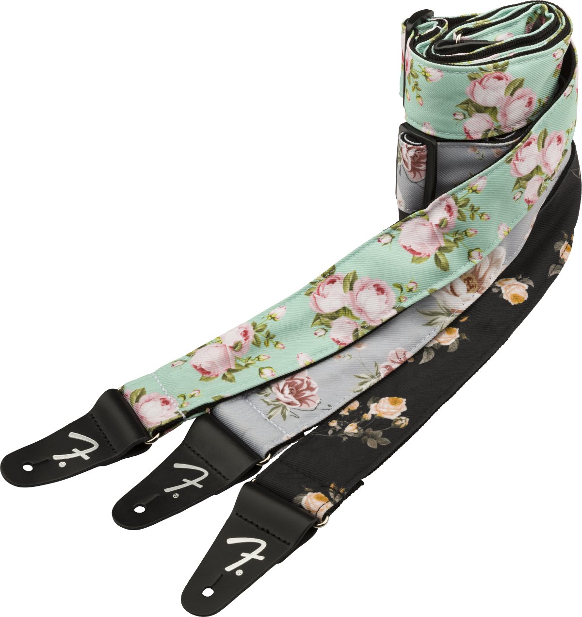 Fender Floral Strap, Black, 2" - Remenyi House of Music