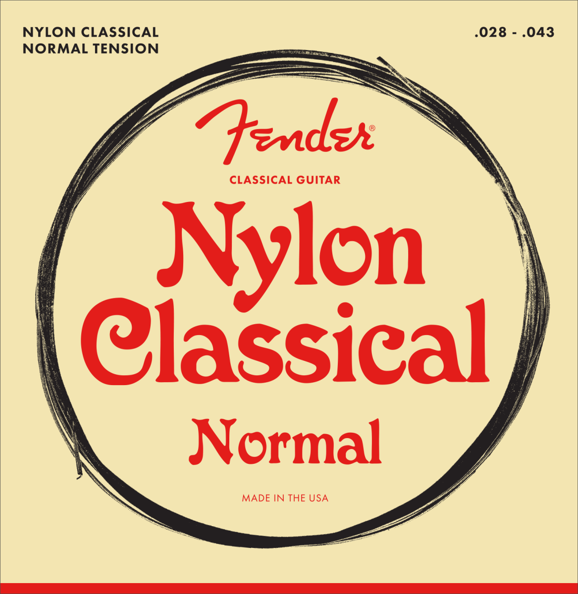 Fender Nylon Acoustic Strings, 100 Clear/Silver, Tie End, Gauges .028 - .043, (6) - Remenyi House of Music