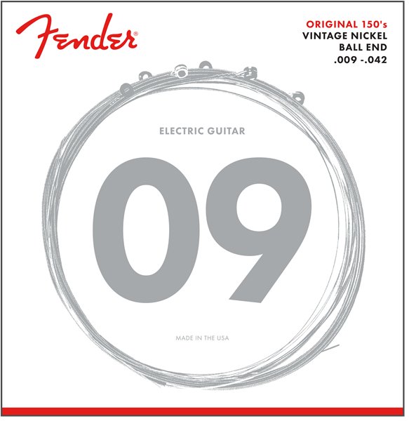 Fender Original 150 Guitar Strings, Pure Nickel Wound, Ball End, 150L .009 - .042 Gauges, (6) - Remenyi House of Music