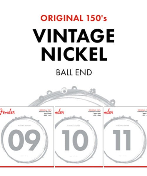 Fender Original 150 Guitar Strings, Pure Nickel Wound, Ball End, 150L .009 - .042 Gauges, (6) - Remenyi House of Music