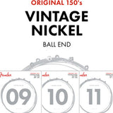 Fender Original 150 Guitar Strings, Pure Nickel Wound, Ball End, 150L .009 - .042 Gauges, (6) - Remenyi House of Music