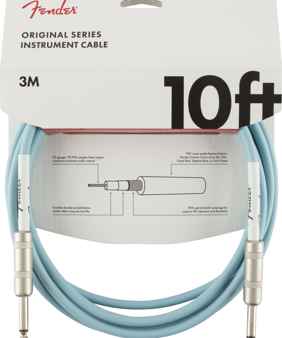 Fender Original Series Instrument Cable, 10', Daphne Blue - Remenyi House of Music