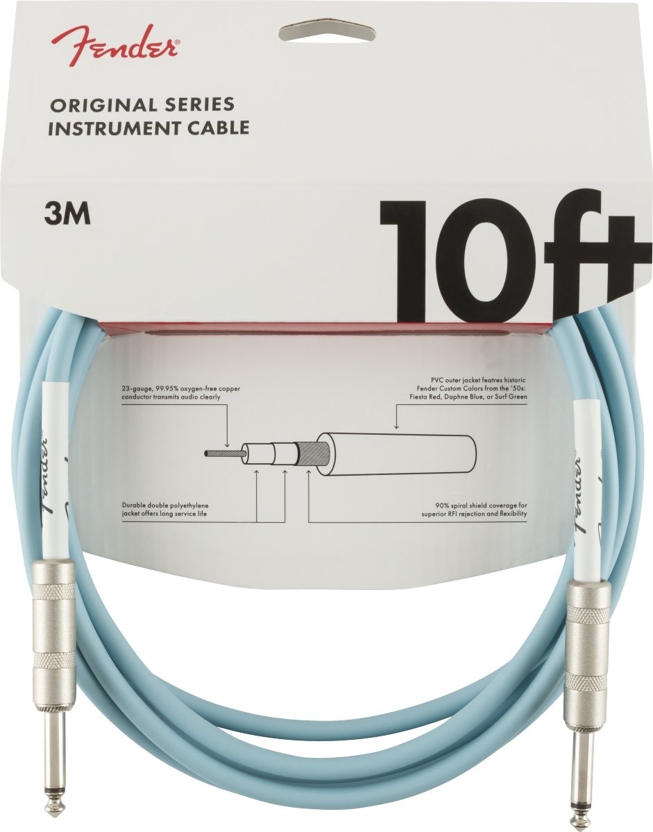 Fender Original Series Instrument Cable, 10', Daphne Blue - Remenyi House of Music