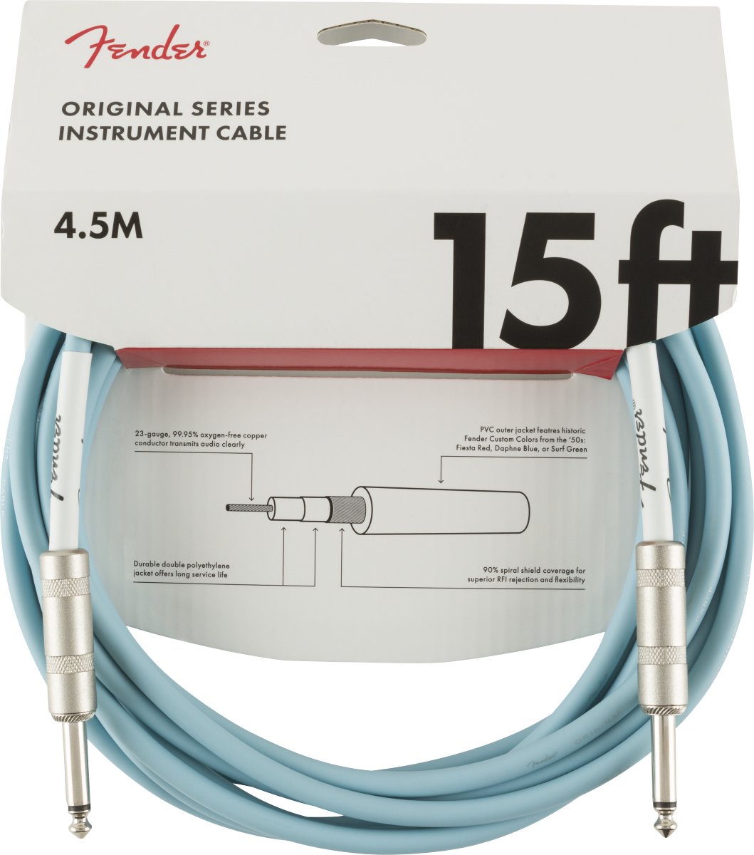 Fender Original Series Instrument Cable, 15', Daphne Blue - Remenyi House of Music