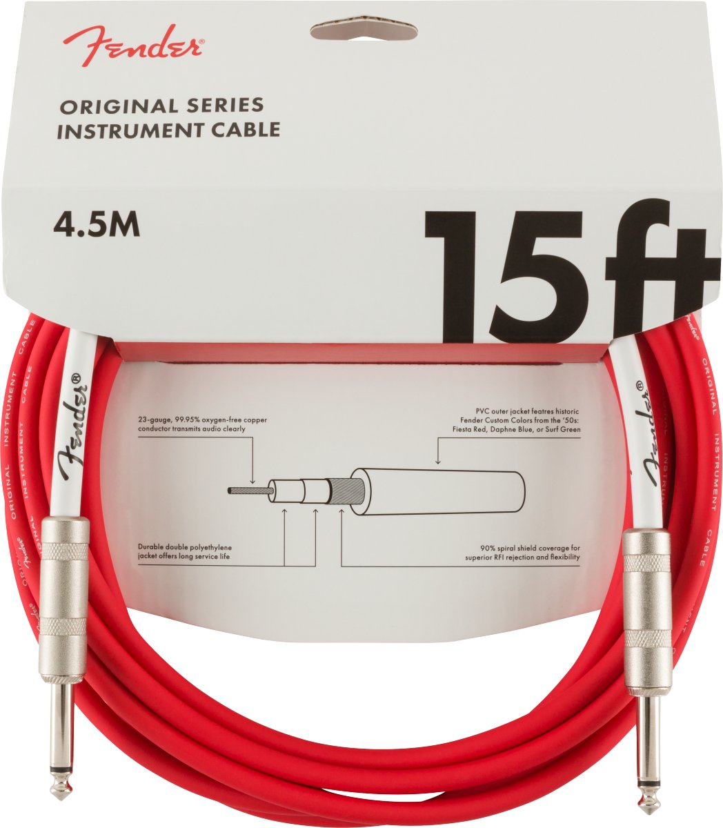 Fender Original Series Instrument Cable, 15', Fiesta Red - Remenyi House of Music