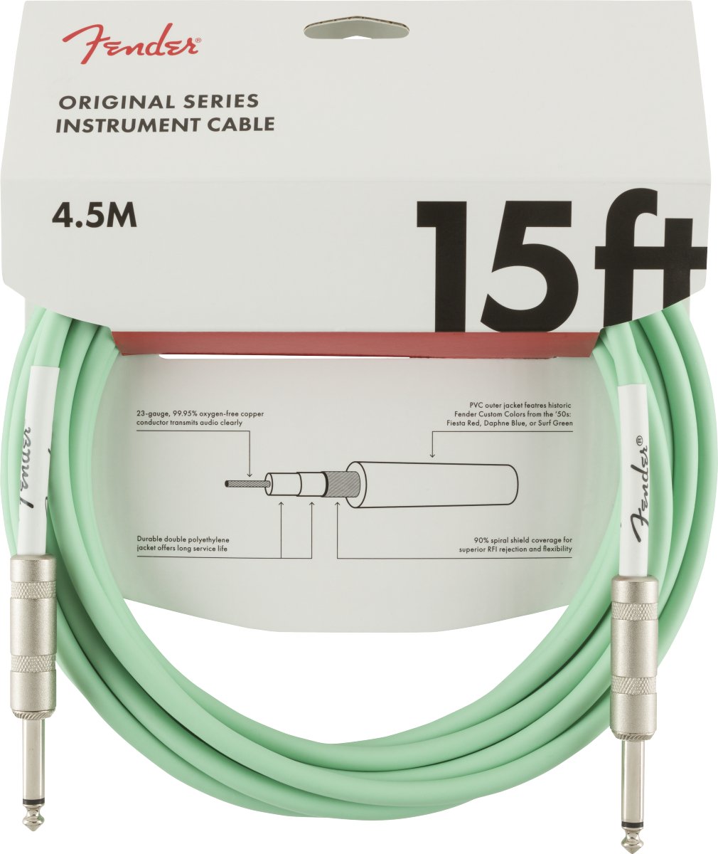 Fender Original Series Instrument Cable, 15', Surf Green - Remenyi House of Music