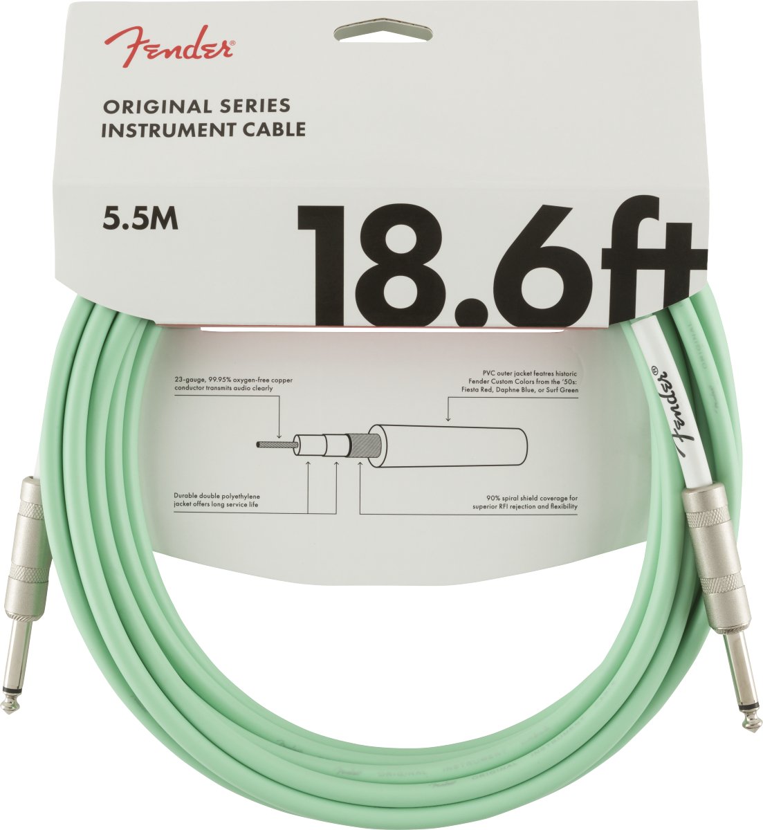 Fender Original Series Instrument Cable, 18.6', Surf Green - Remenyi House of Music