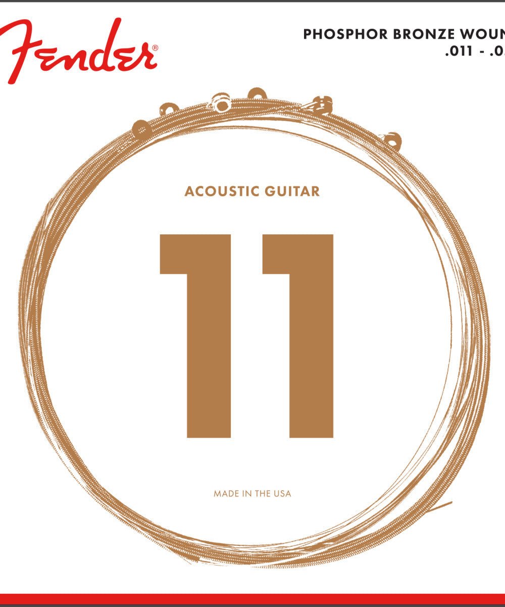 Fender Phosphor Bronze Acoustic Guitar Strings, Ball End, 60CL .011 - .052 Gauges, (6) - Remenyi House of Music