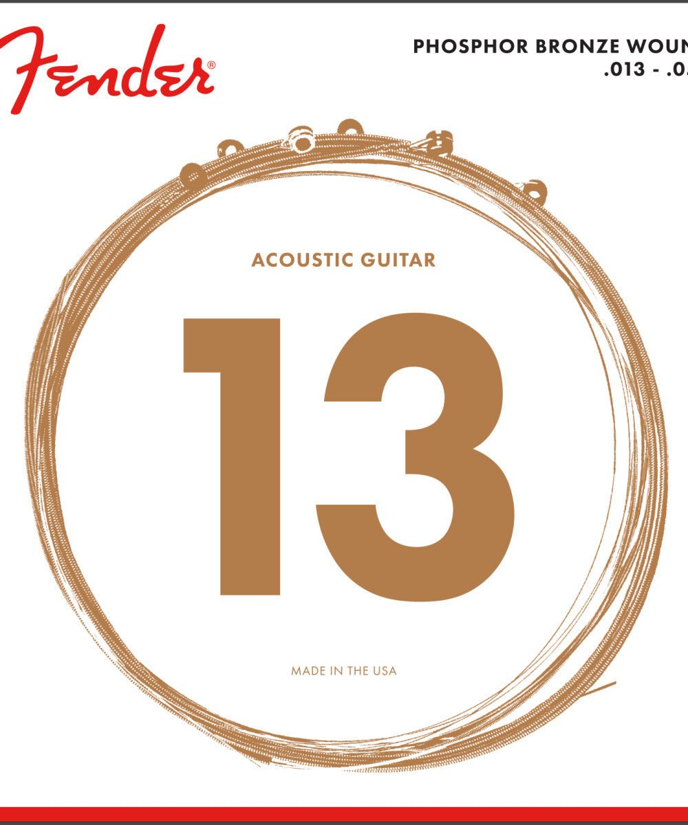 Fender Phosphor Bronze Acoustic Guitar Strings, Ball End, 60M .013 - .056 Gauges, (6) - Remenyi House of Music