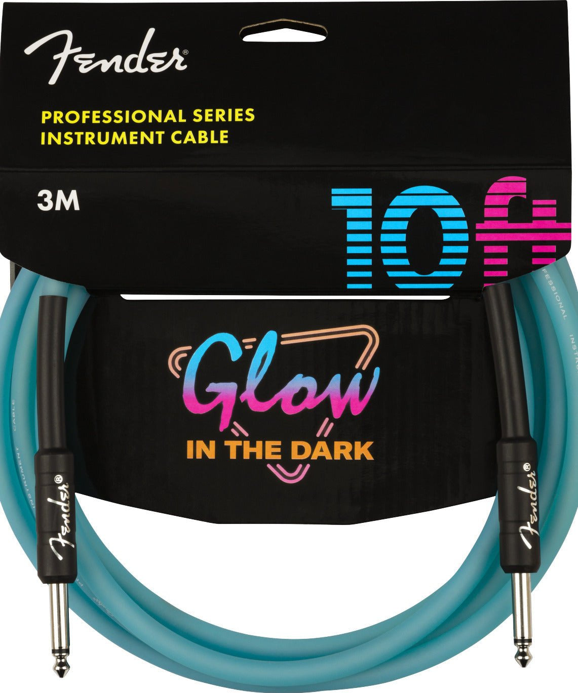 Fender Professional 10 Foot Glow in the Dark Instrument Cable Blue - Remenyi House of Music