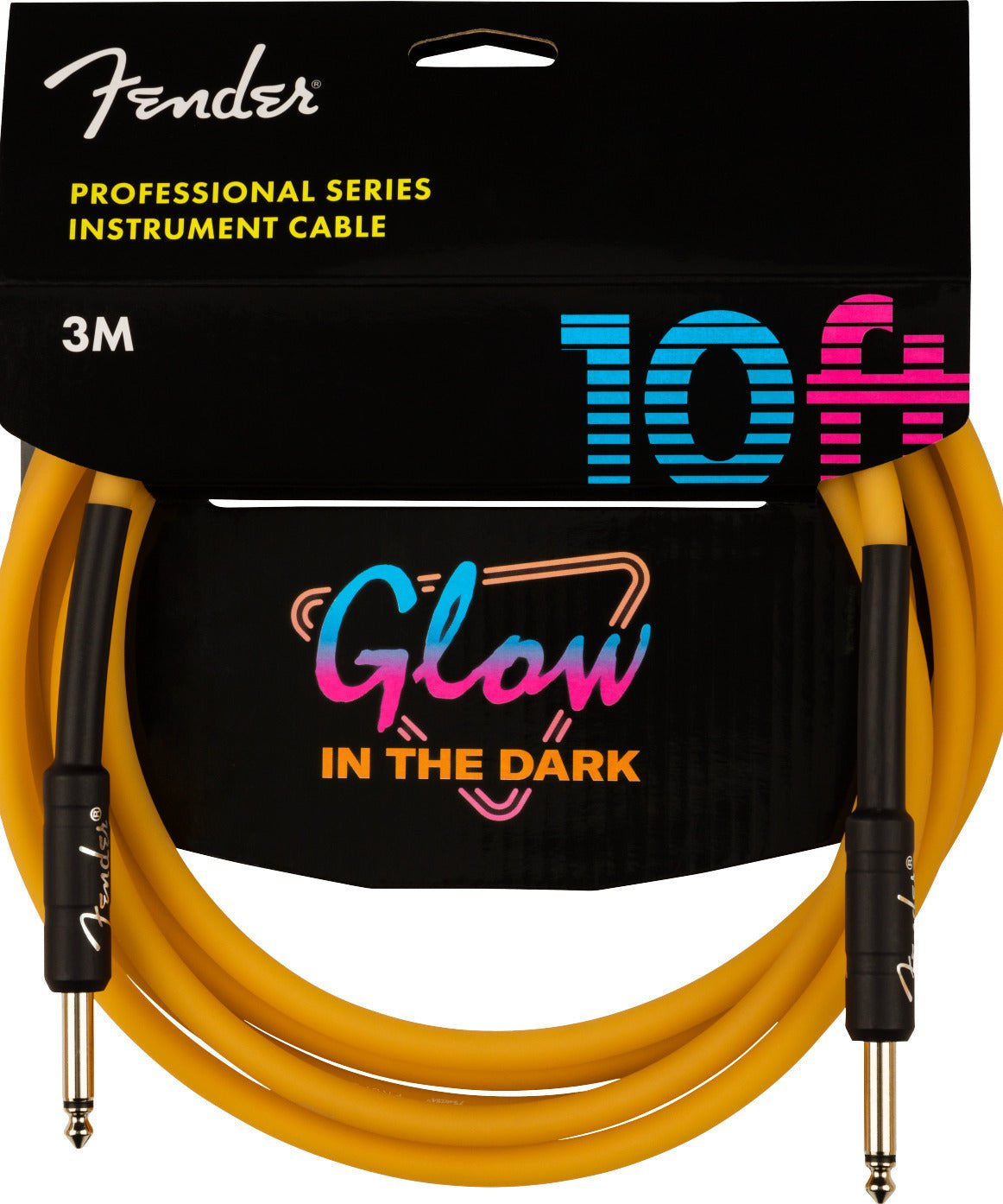 Fender Professional 10 Foot Glow in the Dark Instrument Cable Orange - Remenyi House of Music