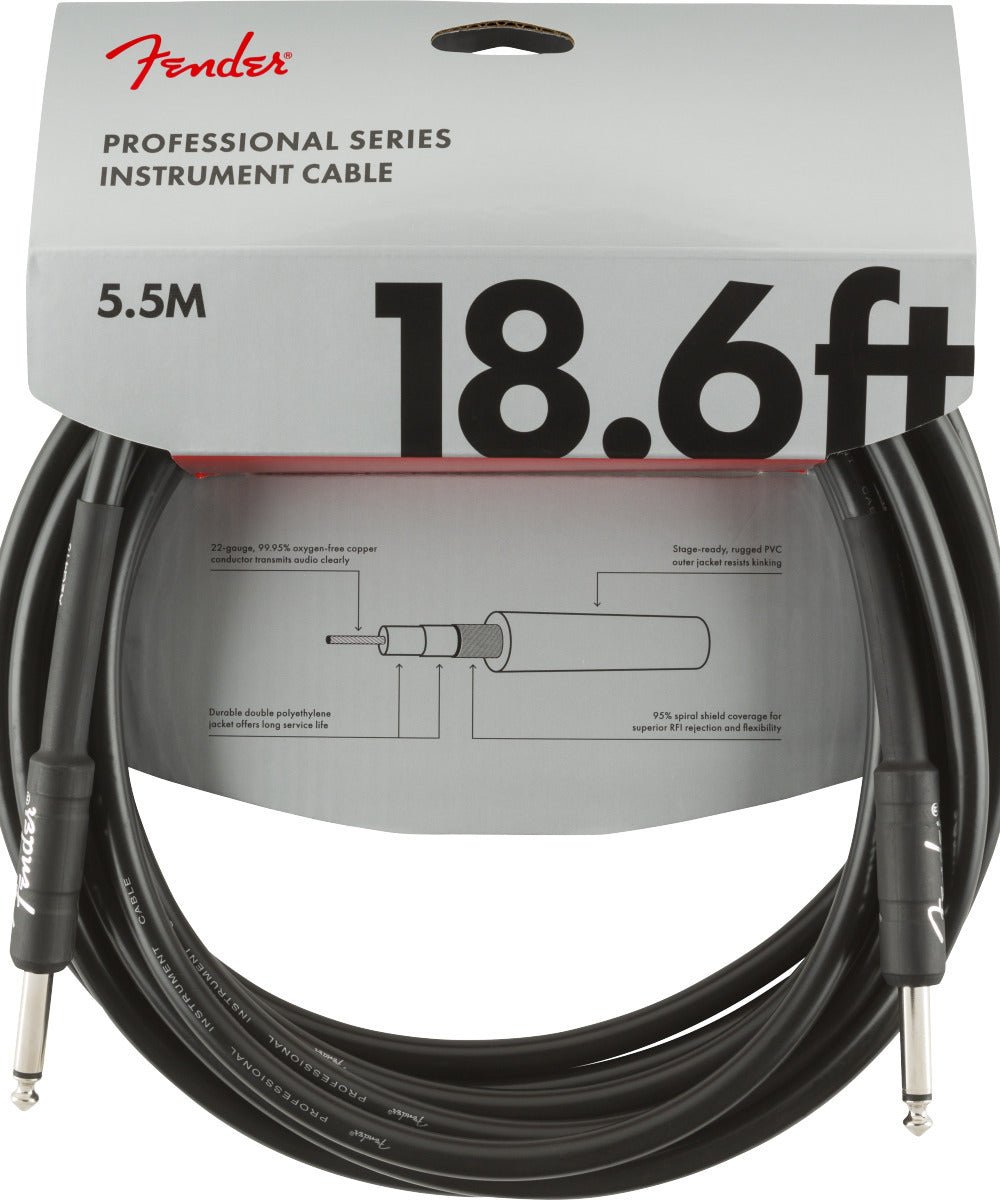 Fender Professional 18.6 Instrument Cable - Black - Remenyi House of Music