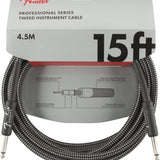 Fender Professional Series Instrument Cable, 15', Gray Tweed - Remenyi House of Music