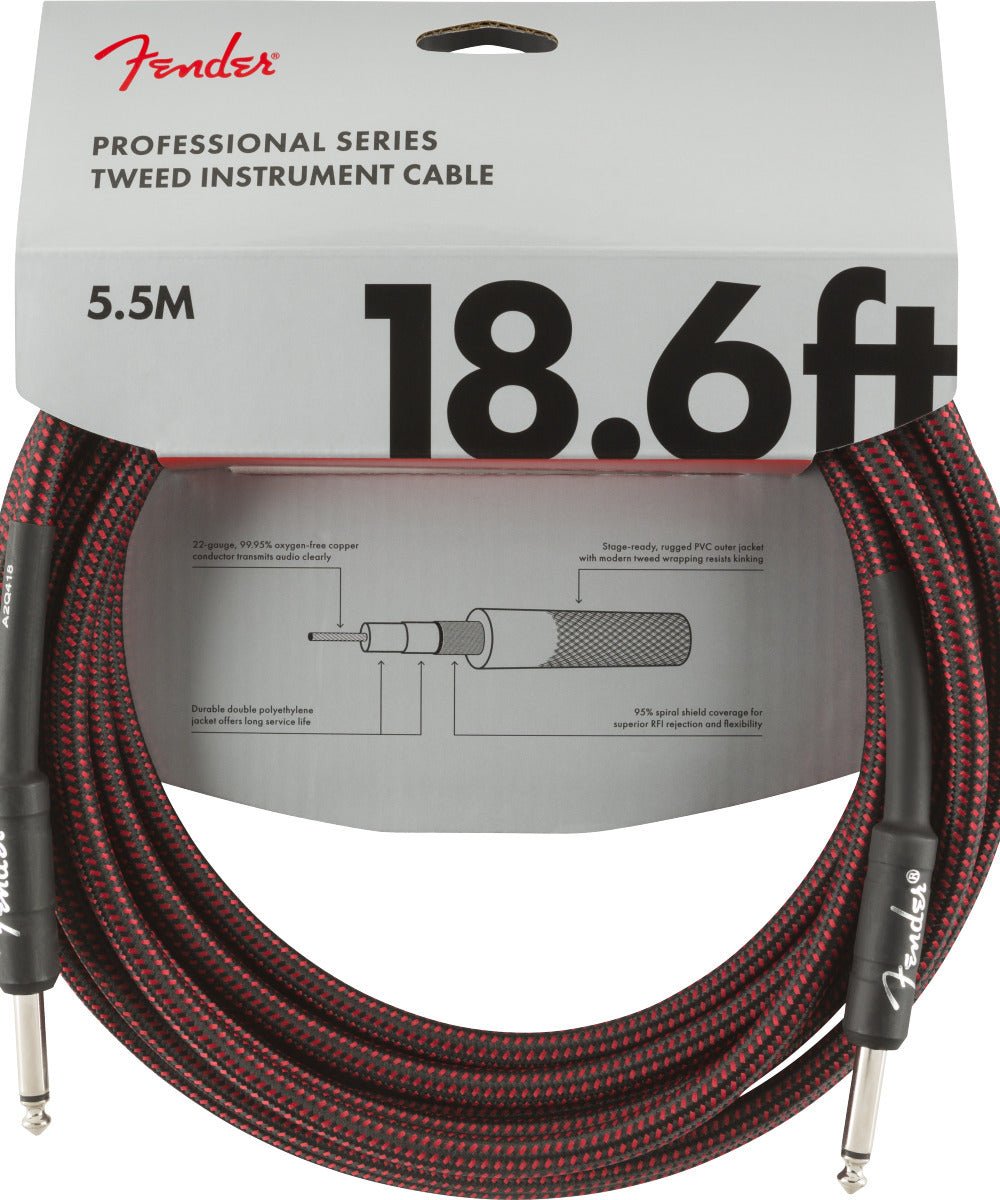 Fender Professional Series Instrument Cable, 18.6', Red Tweed - Remenyi House of Music