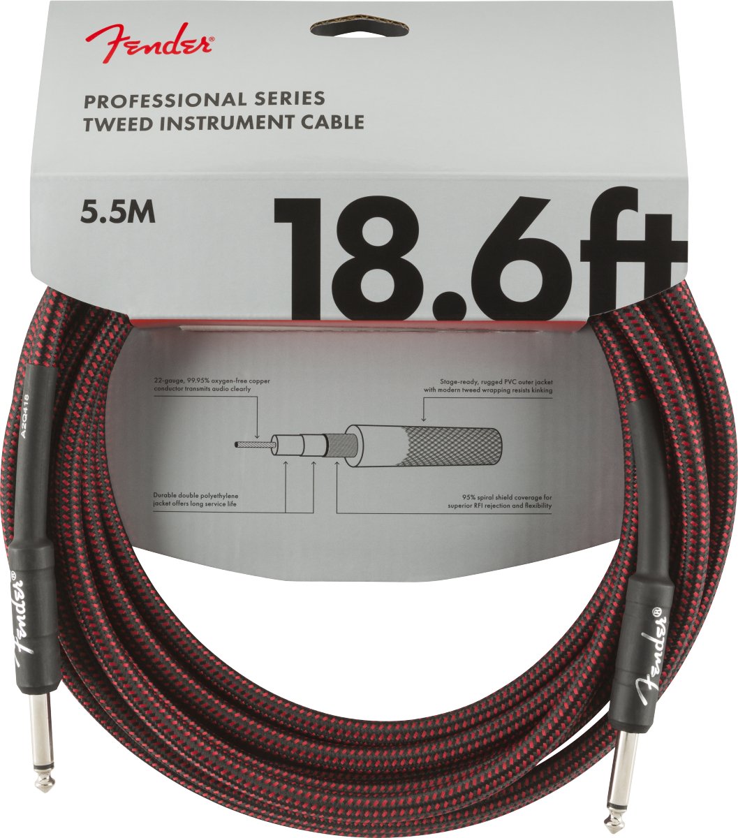 Fender Professional Series Instrument Cable, 18.6', Red Tweed - Remenyi House of Music