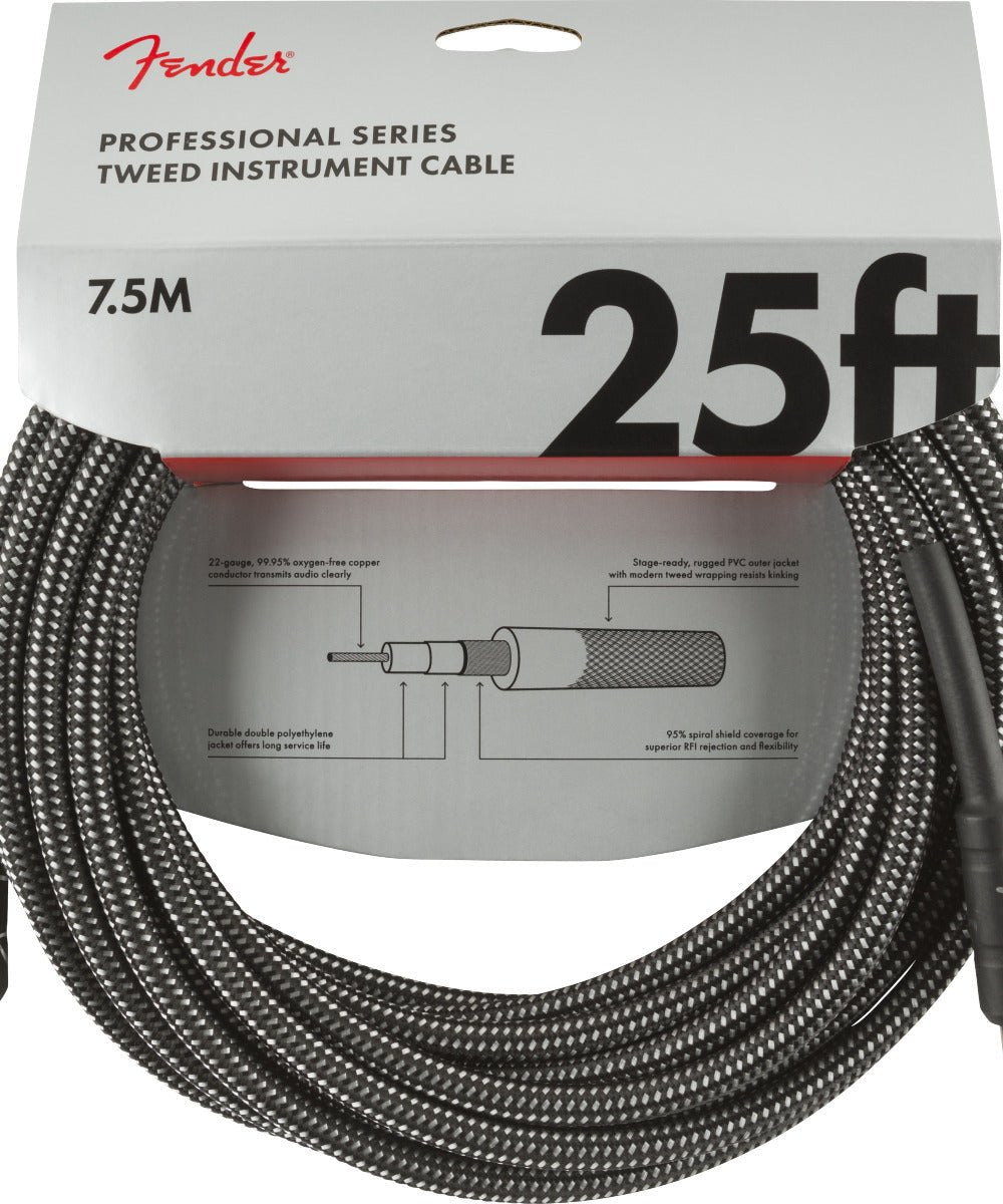 Fender Professional Series Instrument Cable, 25', Gray Tweed - Remenyi House of Music