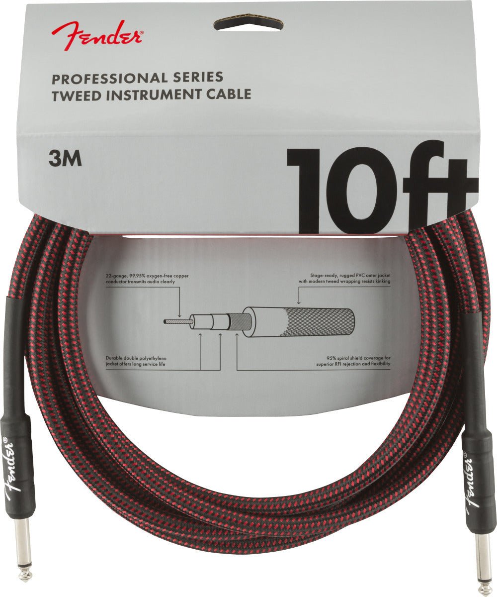 Fender Professional Series Instrument Cables, 10', Red Tweed - Remenyi House of Music