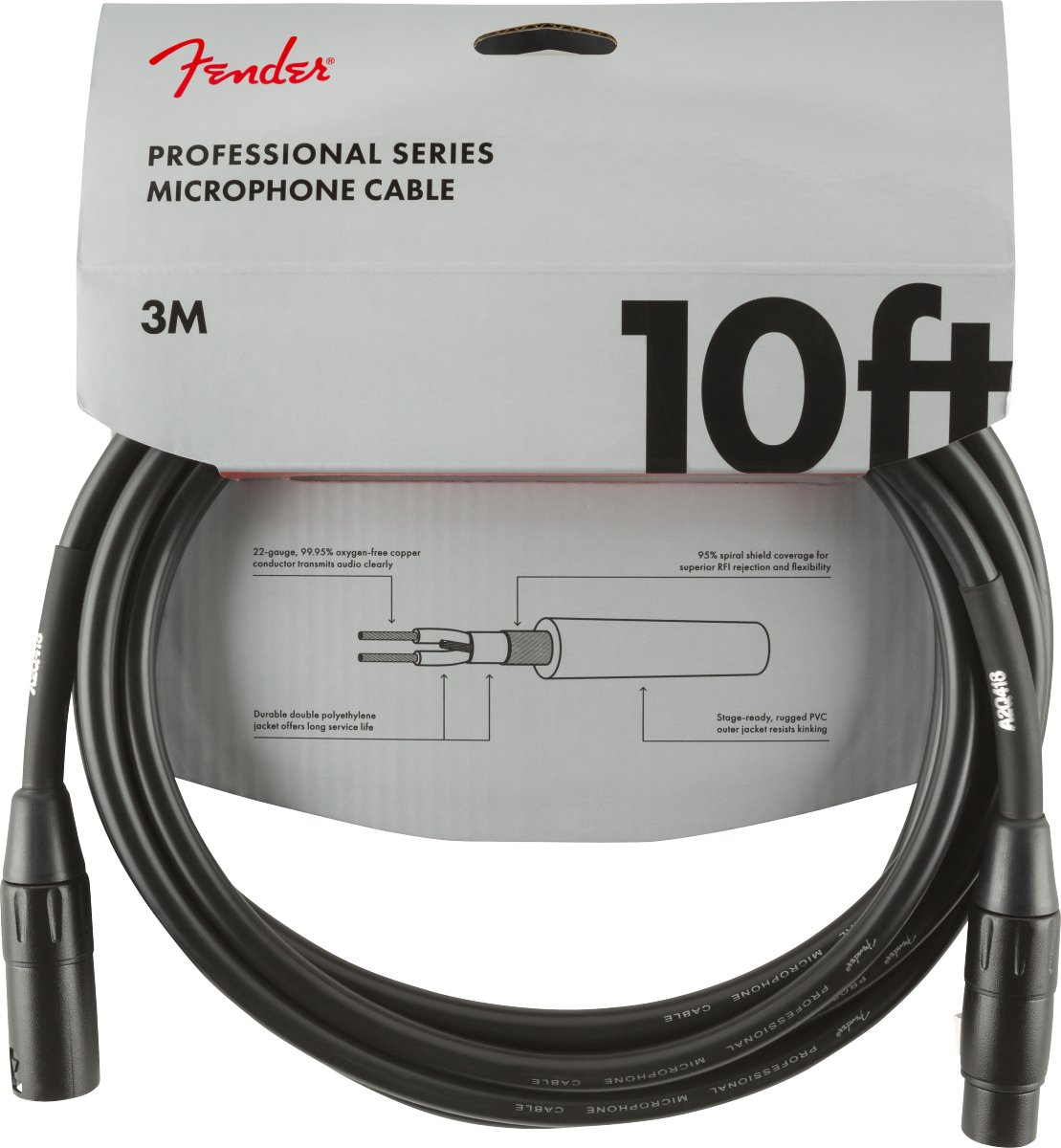 Fender Professional Series Microphone Cable, 10', Black - Remenyi House of Music