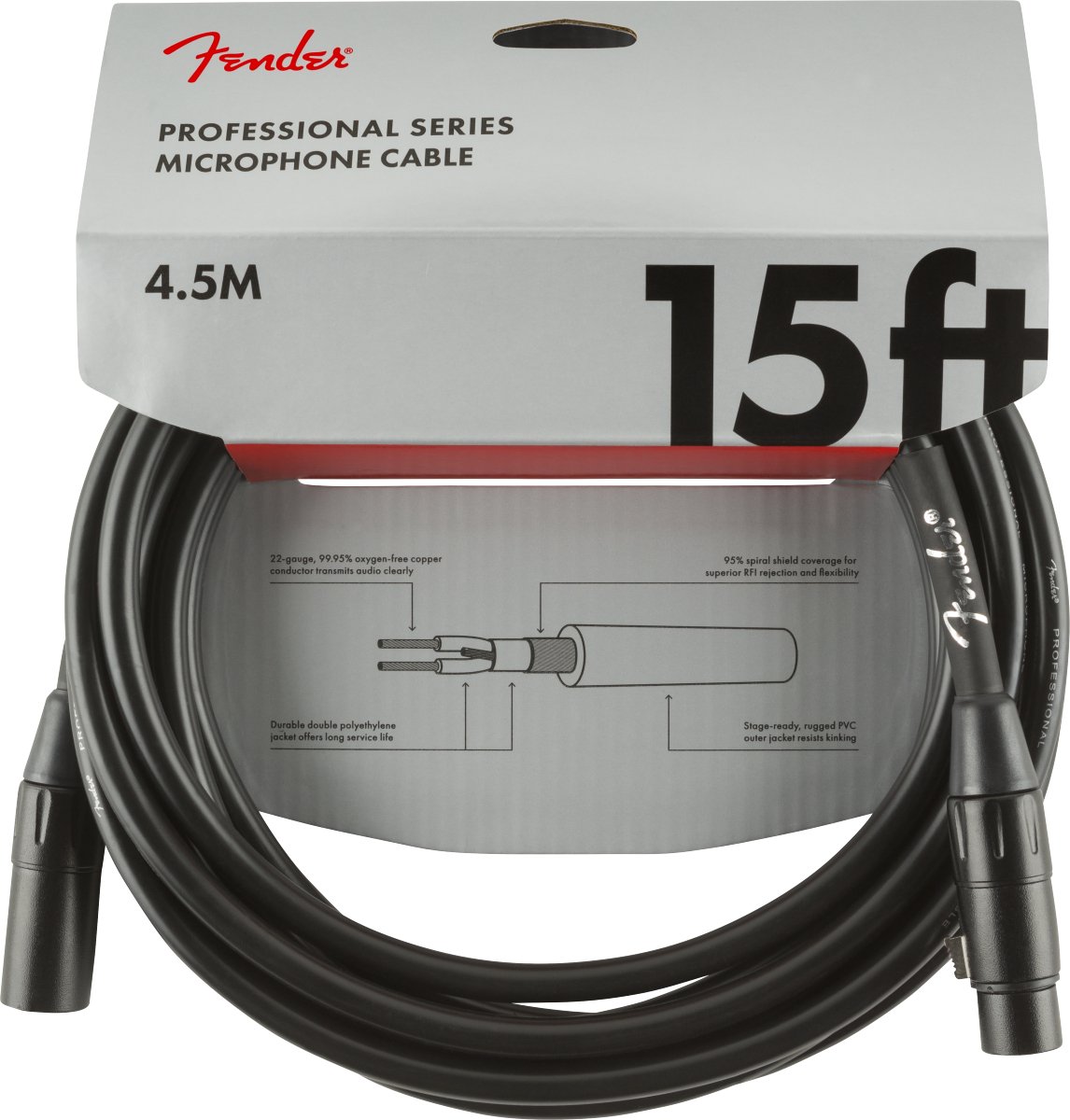 Fender Professional Series Microphone Cable, 15', Black - Remenyi House of Music