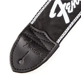 Fender Running Logo Strap, Black/White Logo, 2" - Remenyi House of Music