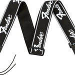 Fender Running Logo Strap, Black/White Logo, 2" - Remenyi House of Music