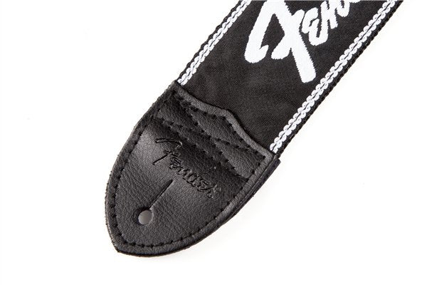 Fender Running Logo Strap, Black/White Logo, 2" - Remenyi House of Music