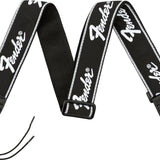 Fender Running Logo Strap, Black/White Logo, 2" - Remenyi House of Music