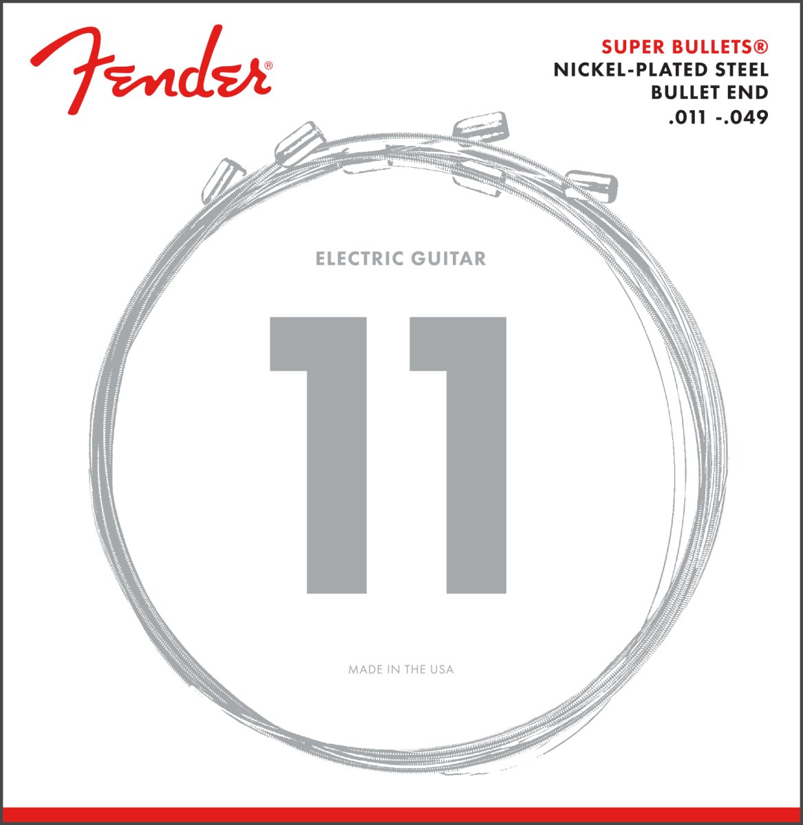 Fender Super Bullet Strings, Nickel Plated Steel, Bullet End, 3250M Gauges .011 - .049, (6) - Remenyi House of Music