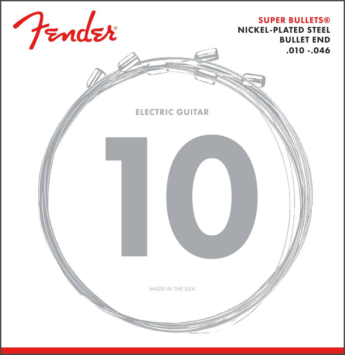 Fender Super Bullet Strings, Nickel Plated Steel, Bullet End, 3250R Gauges .010 - .046, (6) - Remenyi House of Music