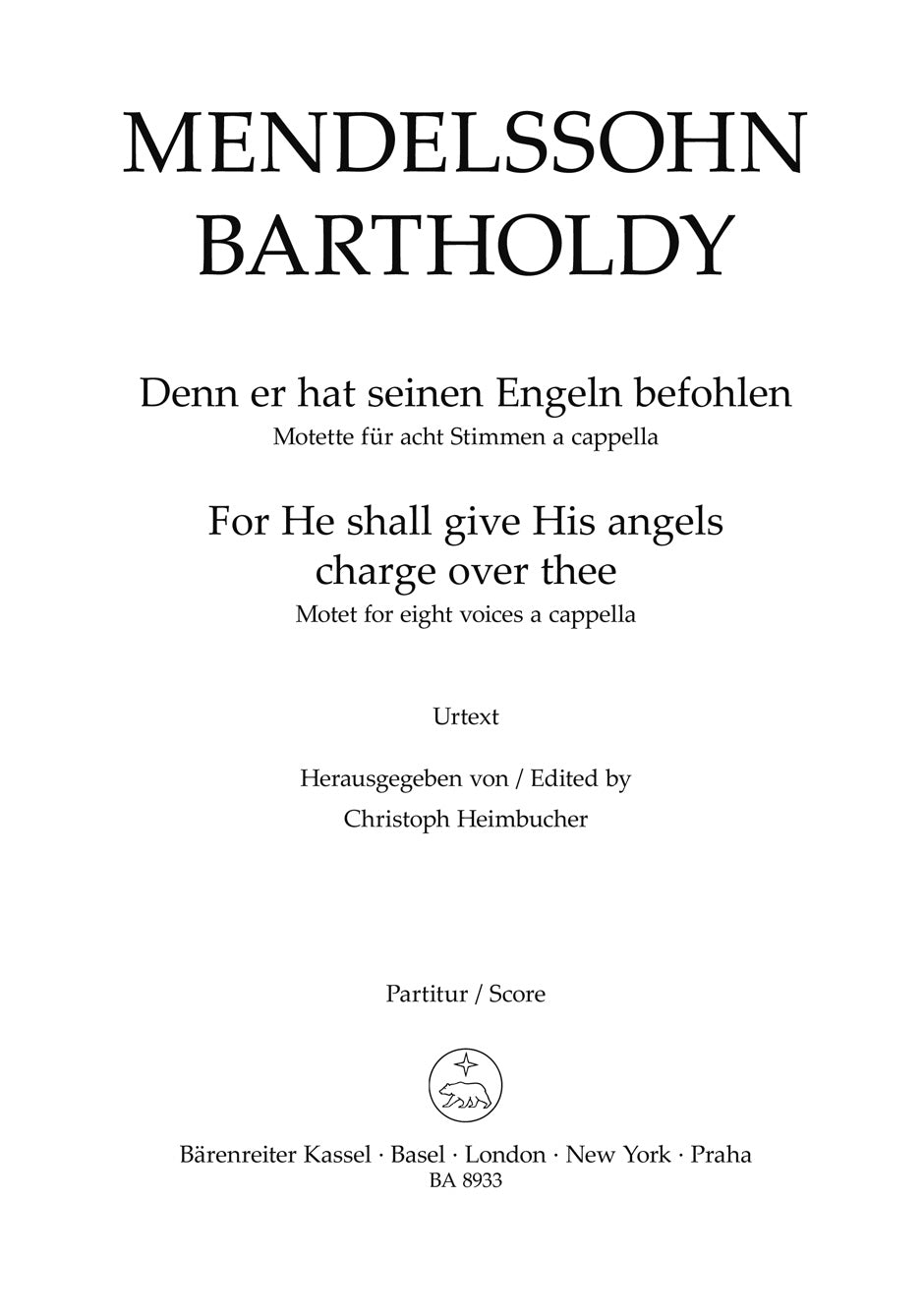 For He shall give His angels charge for eight voices a cappella - Remenyi House of Music