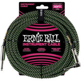 Ernie Ball 10  Braided Straight / Angle Instrument Cable  Neon Yellow