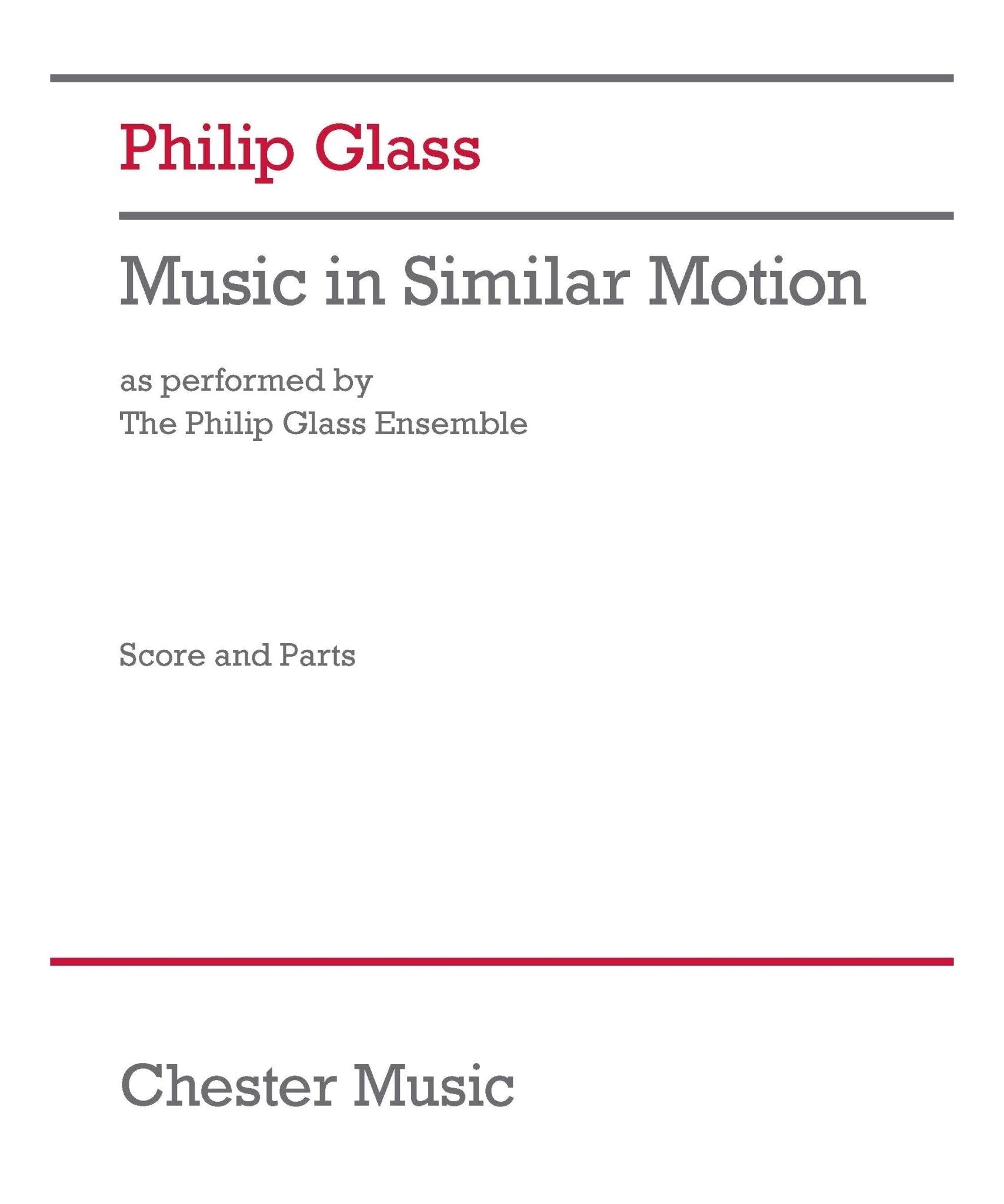 Glass, P. - Music in Similar Motion - Remenyi House of Music