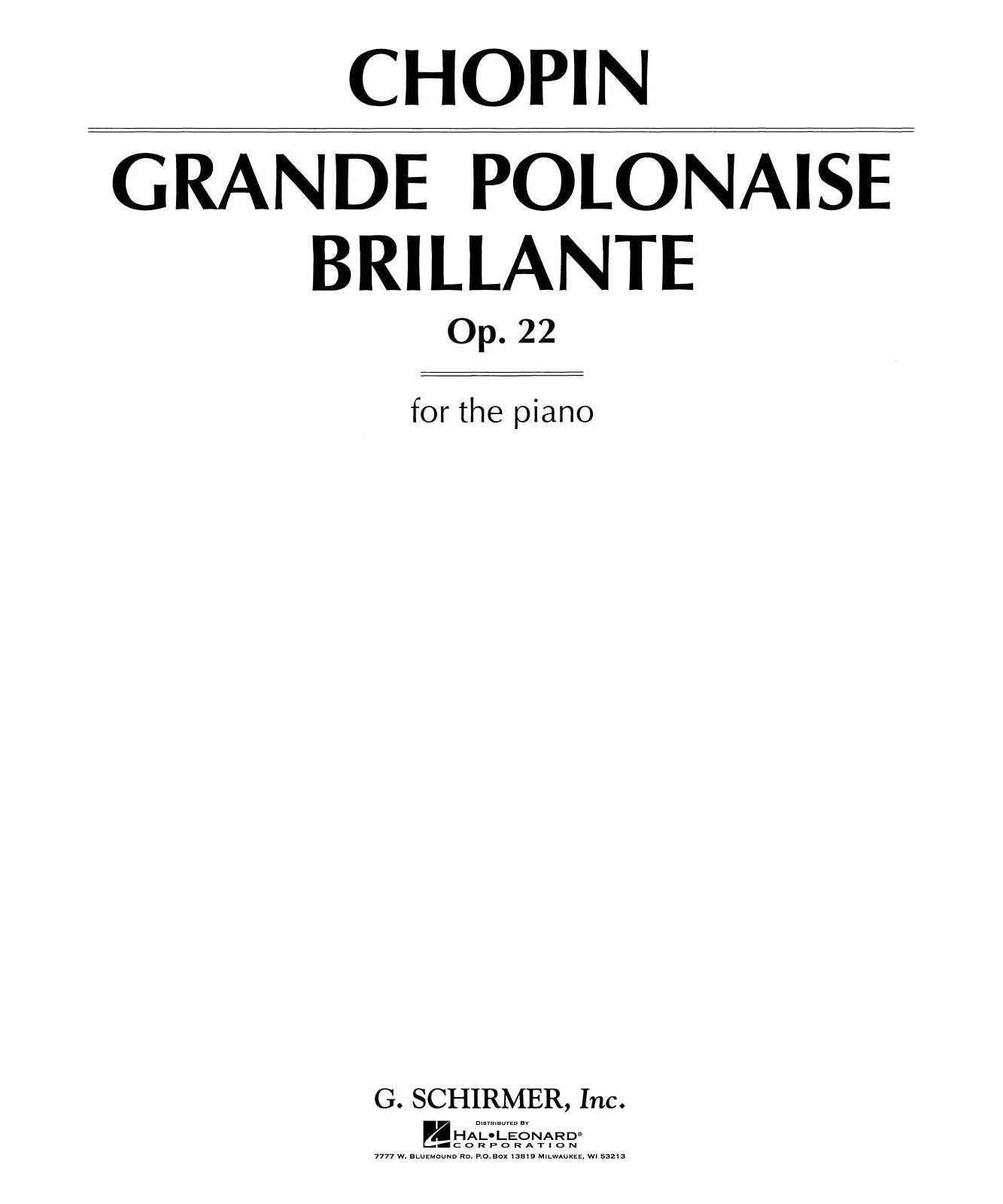 Grand Polonaise Brillante, Op. 22 in Eb Major - Remenyi House of Music