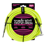 Ernie Ball 18  Braided Straight / Angle Instrument Cable  Neon Yellow