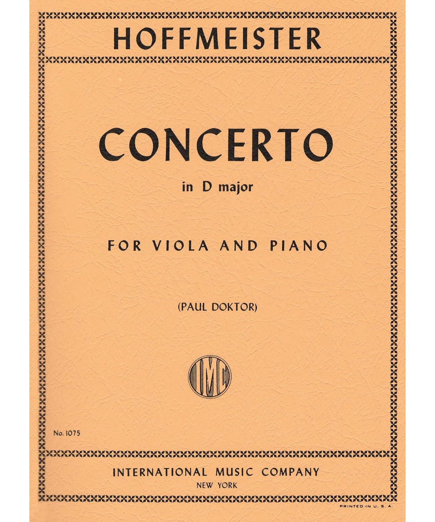 Hoffmeister, F.A. - Concerto in D Major for Viola and Piano - Remenyi House of Music