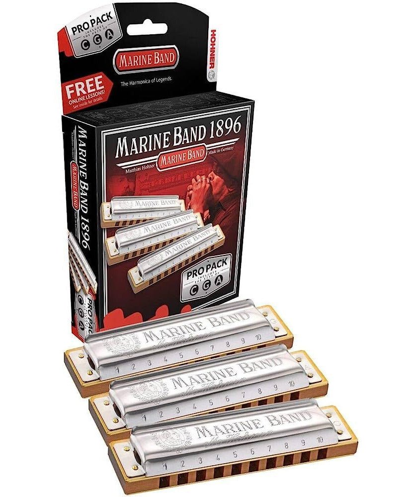 Hohner Marine Band 1896 Pro Pack 3 - piece Harmonica Set - Remenyi House of Music