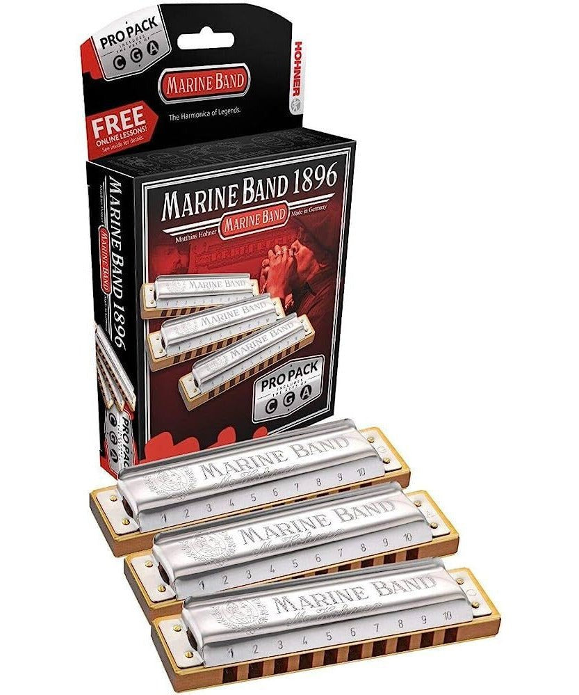 Hohner Marine Band 1896 Pro Pack 3 - piece Harmonica Set - Remenyi House of Music